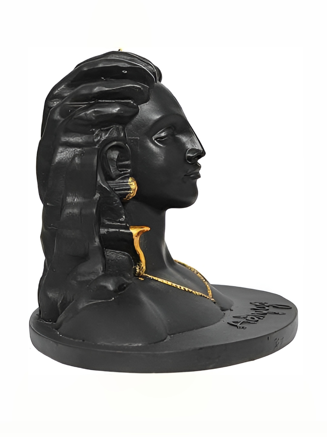 Navyaksh Adiyogi Bhagwan Shiv Ji Black Marble Glossy Prayer Room Small Showpiece - 5.9 Inches