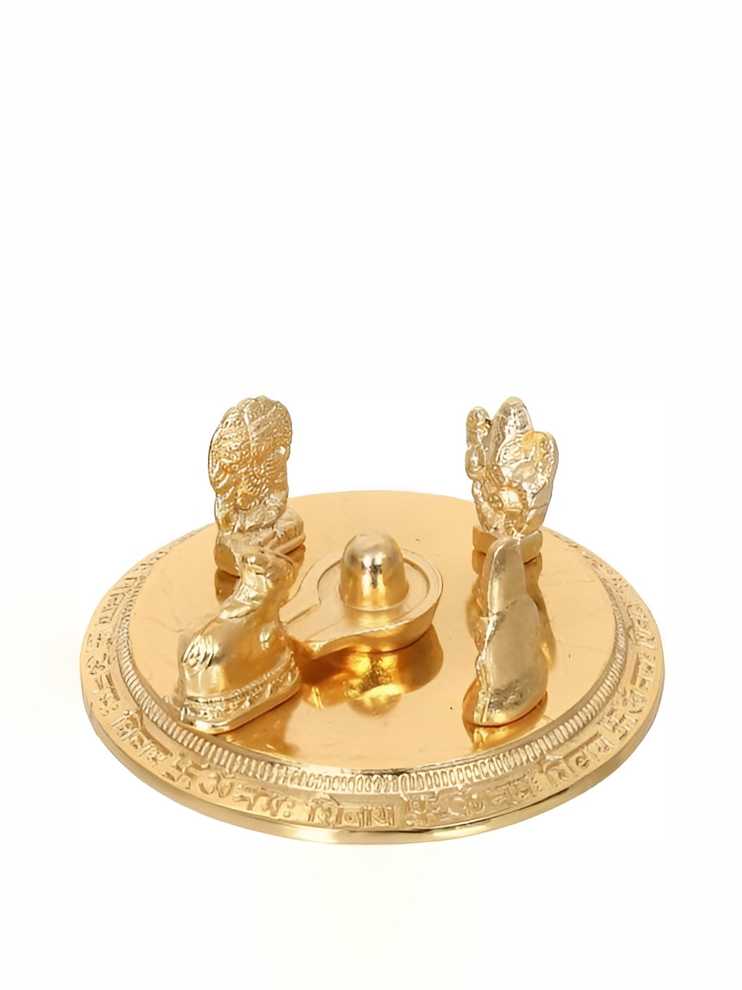 Navyaksh Shivling and Kalash Gold Brass Metallic Prayer Room Small Showpiece - 3.1 Inches