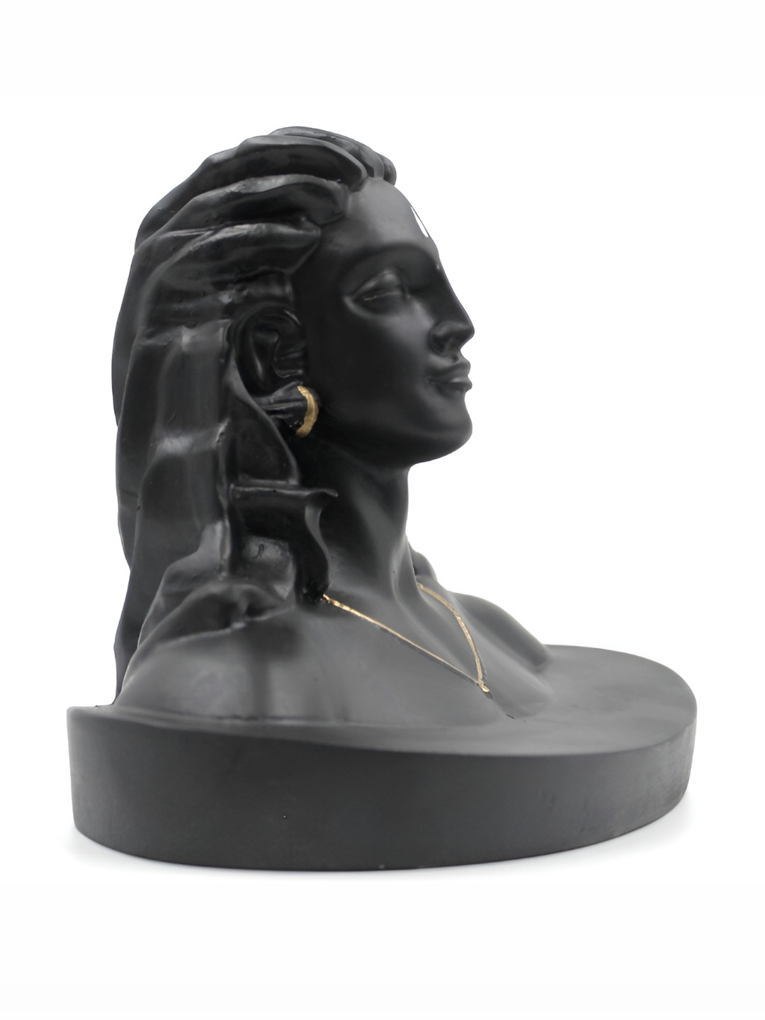Navyaksh Adiyogi Shiva God Black Polyresin Matte Living Room Hand Made Small Showpiece - 6.3 Inches