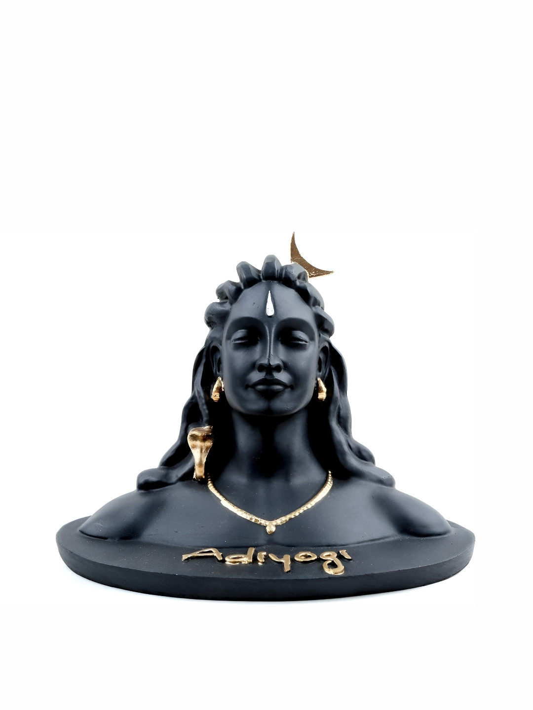 Navyaksh Adiyogi God Black Polyresin Natural Prayer Room Small Showpiece - 4.3 Inches