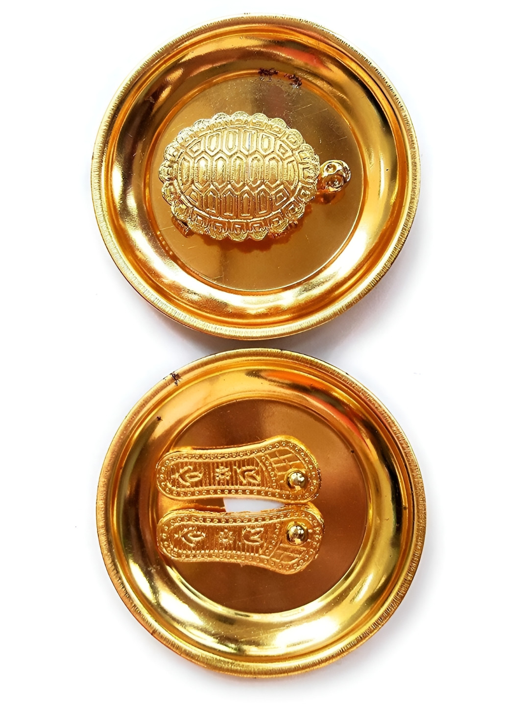 Navyaksh Tortoise Plate Gold Brass Metallic Living Room Set of 5 Small Showpieces - 5.9 Inches