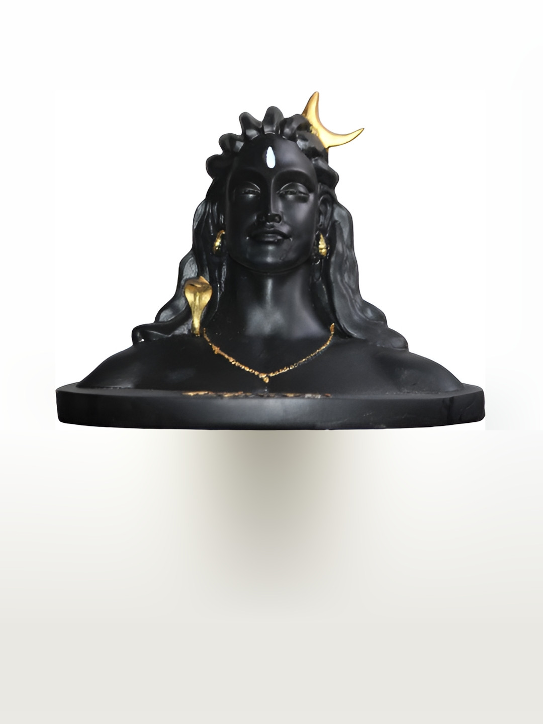 Navyaksh Shaligram Shivling Black Polyresin Matte Prayer Room Small Showpiece - 4.5 Inches