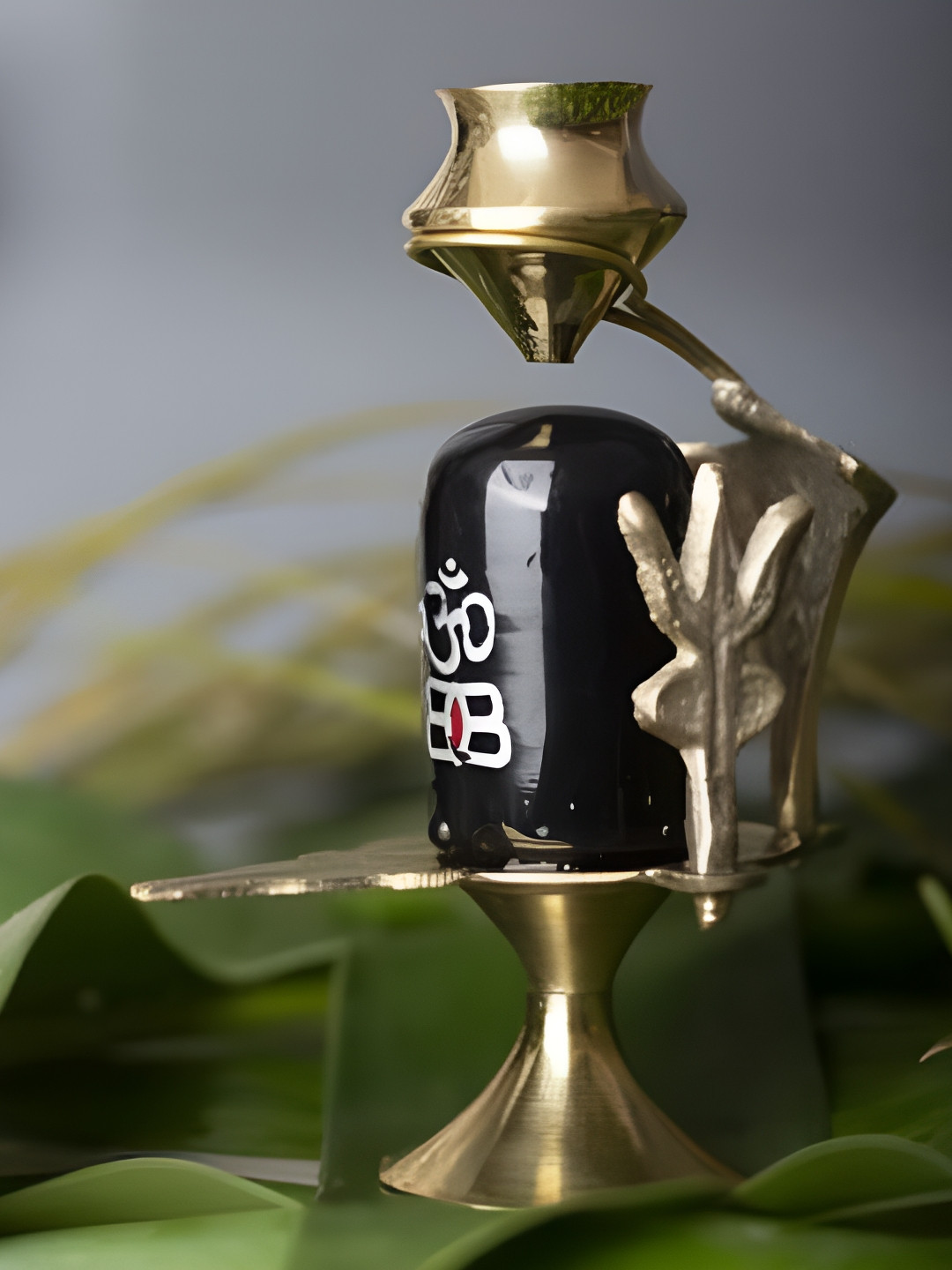 Navyaksh Shivling Black Brass Metallic Prayer Room Set of 3 Small Showpieces - 4.3 Inches