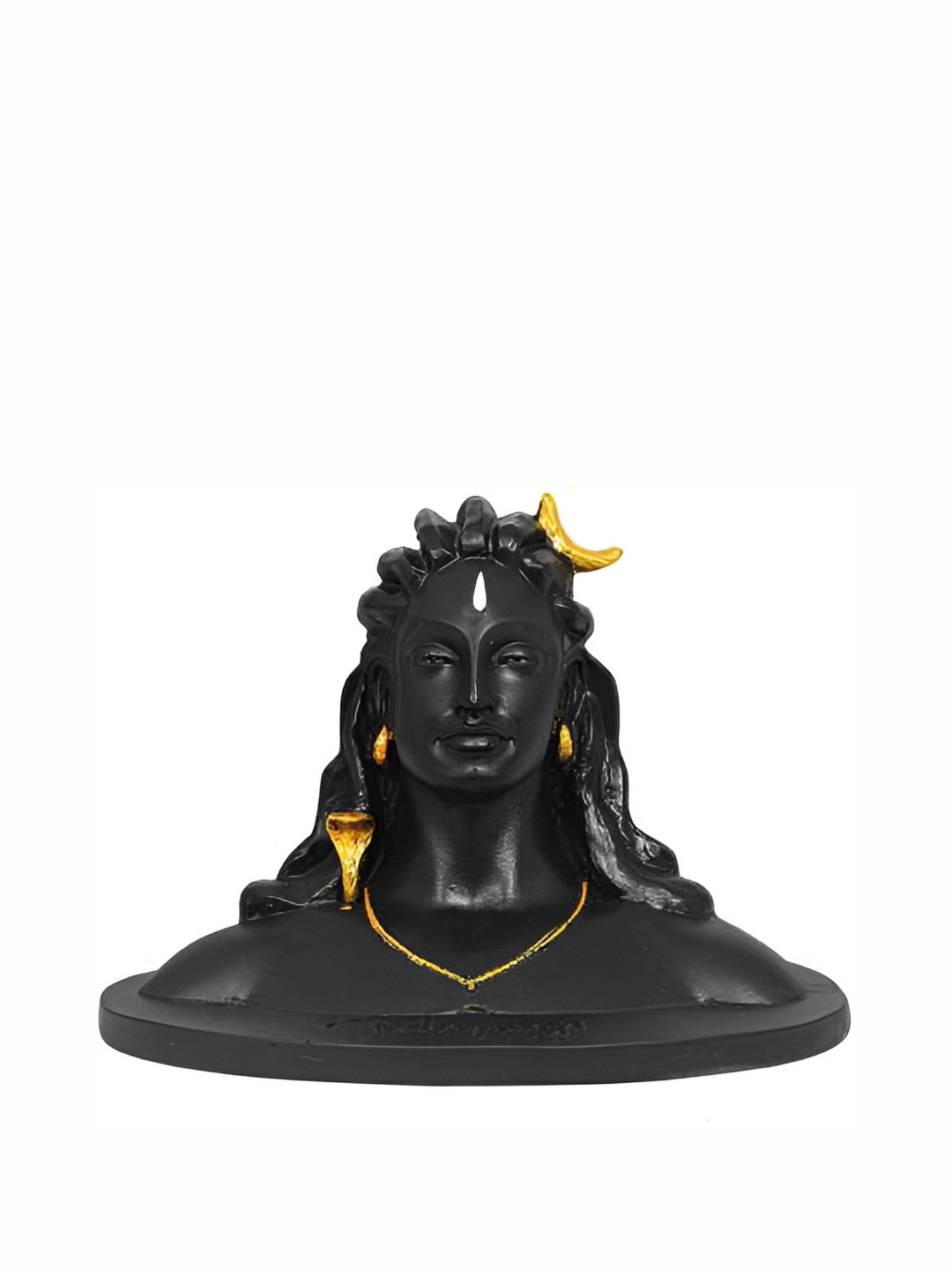Navyaksh Adiyogi Shiva God Black Polyresin Natural Prayer Room Hand-Crafted Small Showpiece - 3.1 Inches