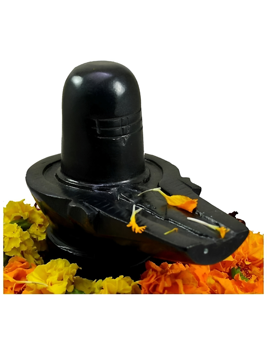 Navyaksh Shiv Ling Black Marble Natural Prayer Room Small Showpiece - 5.9 Inches