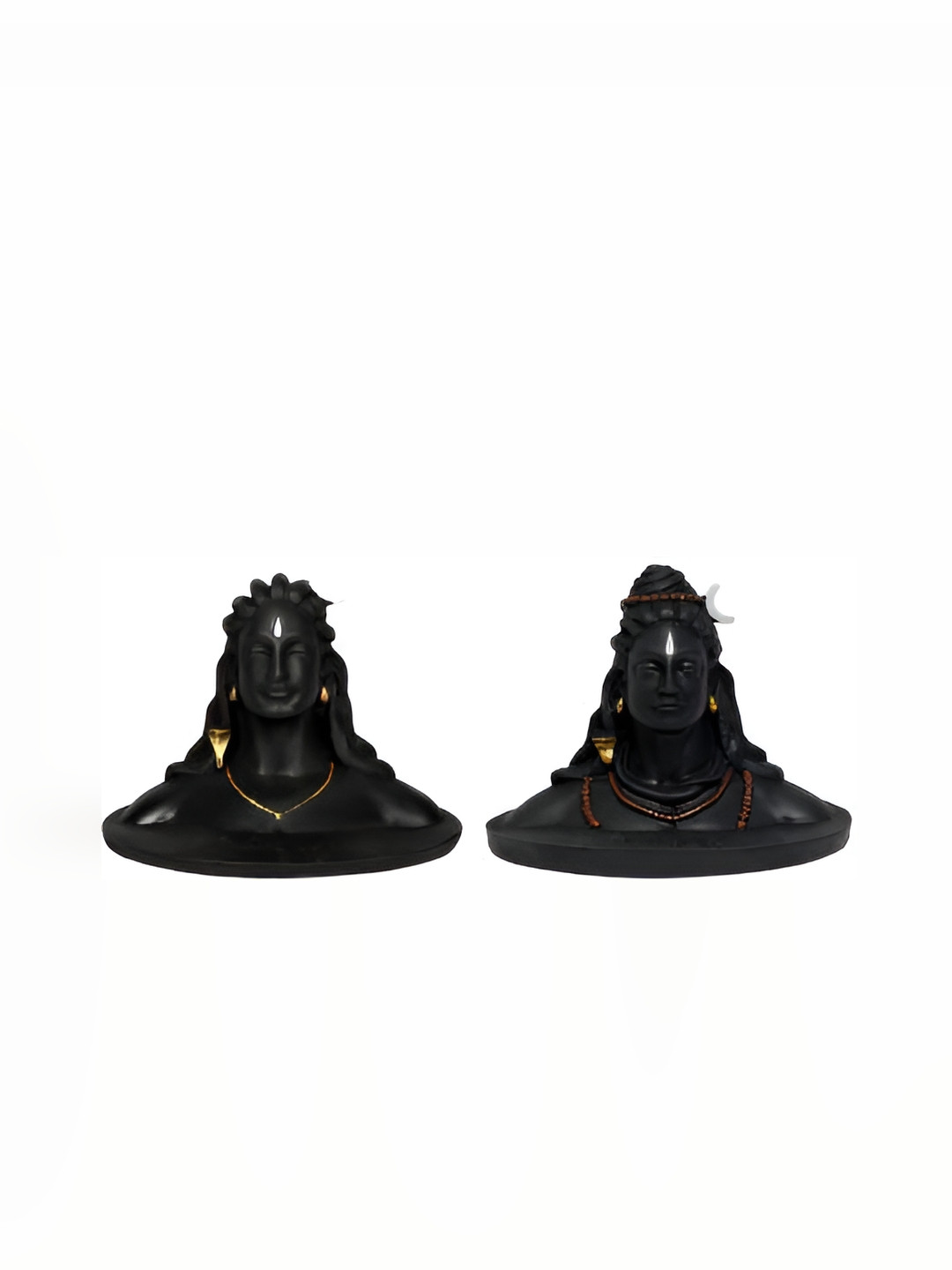 Navyaksh Adiyogi Lord Shiva in Dhyana Mudra Black Metal Metallic Prayer Room Set of 2 Small Showpieces - 3.1 Inches