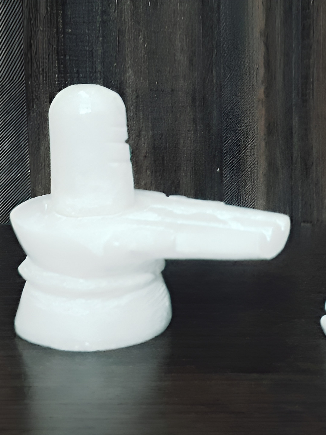 Navyaksh Shivling with Nandi White Marble Glossy Home Office Small Showpiece - 4.3 Inches