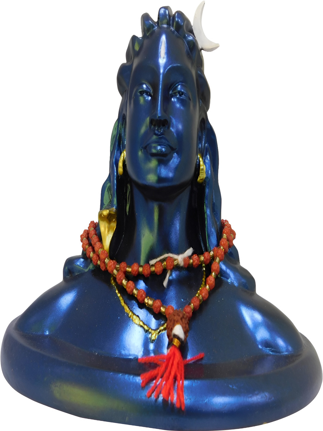 Navyaksh Adiyogi Shiv Ji Black Marble Glossy Prayer Room Hand Made Set of 2 Small Showpieces - 4.3 Inches