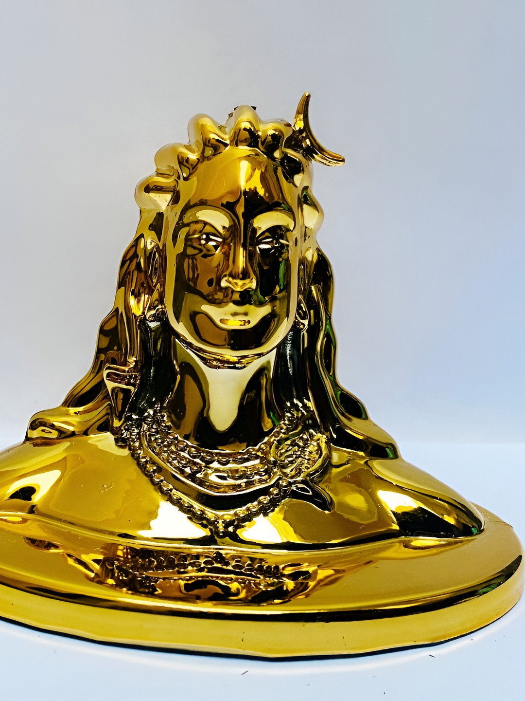 Navyaksh Adiyogi Shiva God Gold Metal Metallic Prayer Room Small Showpiece - 2.8 Inches