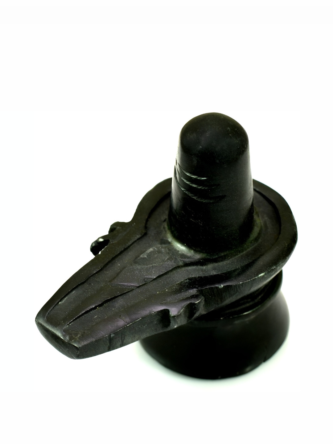 Navyaksh Shiv Ling Black Marble Glossy Prayer Room Small Showpiece - 5.9 Inches