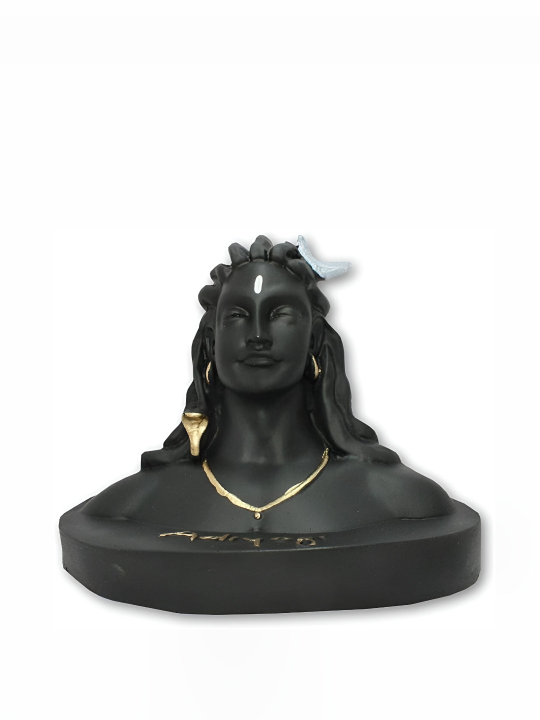 Navyaksh Shaligram Shiva Ling Lingam Shivling Black Polyresin Matte Prayer Room Medium Showpiece - 3.9 Inches