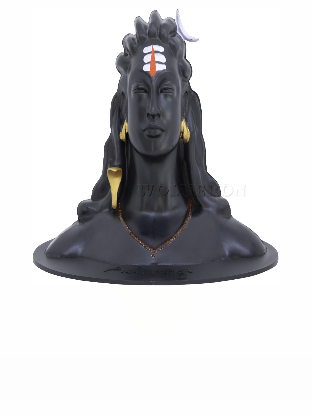 Navyaksh Shaligram with Jalahari Yoni, Plate Black Brass Metallic Prayer Room Small Showpiece - 4.3 Inches
