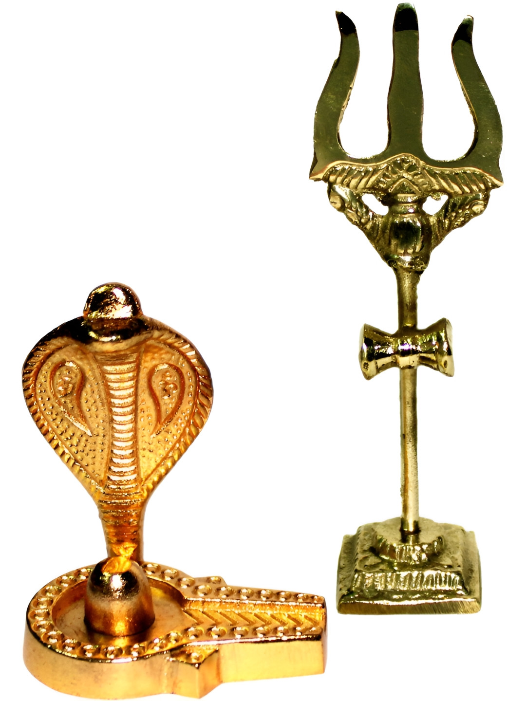 Navyaksh Shivling Gold Brass Metallic Prayer Room Set of 2 Small Showpieces - 2.4 Inches