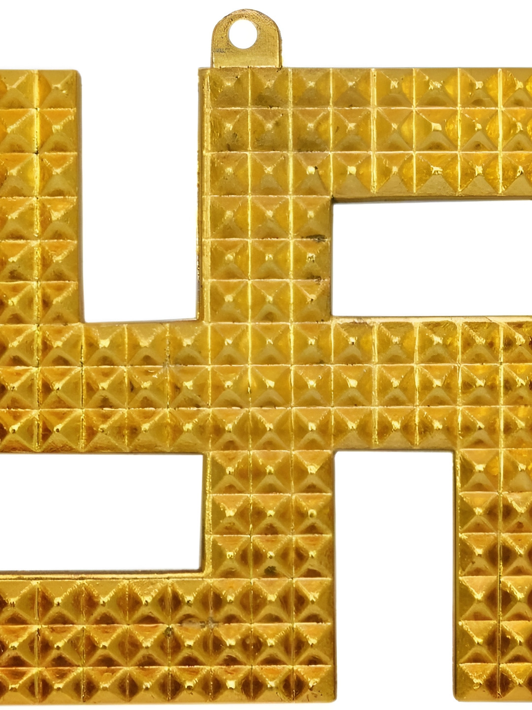 Navyaksh Swastik Pyramid Gold Brass Metallic Prayer Room Small Showpiece - 3.1 Inches