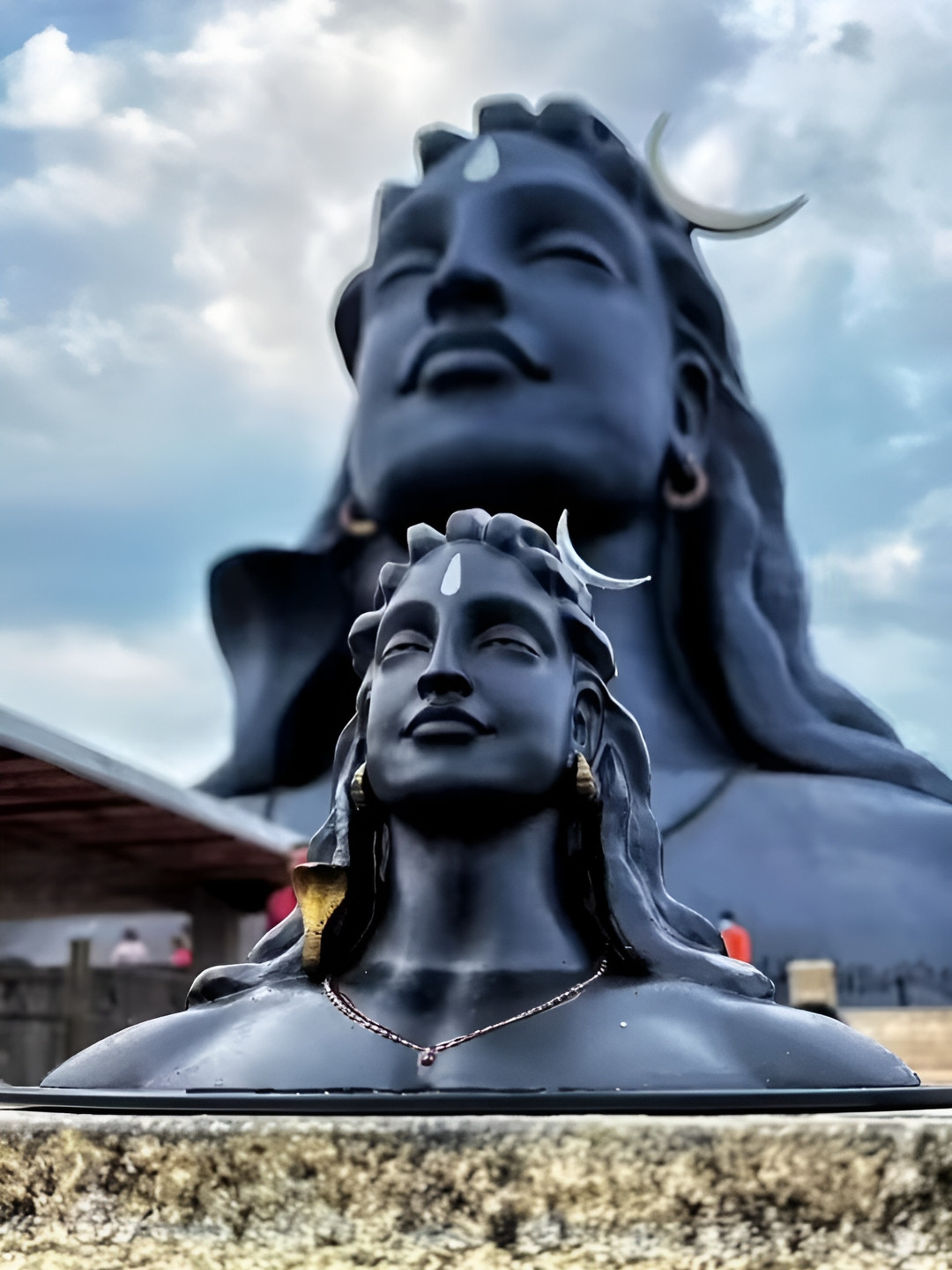 Navyaksh Adiyogi with Rudraksha Mala Black Polyresin Glossy Prayer Room Set of 4 Small Showpieces - 3.1 Inches