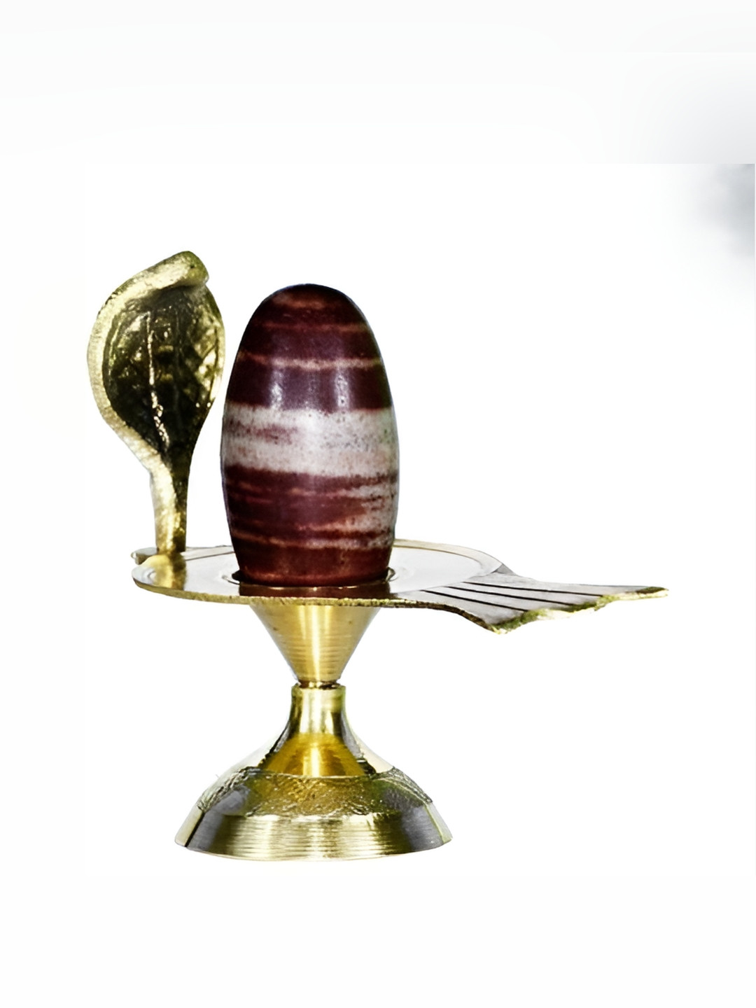 Navyaksh Shiv Ling with Nagfani Gold Brass Metallic Prayer Room Set of 2 Small Showpieces - 5.9 Inches