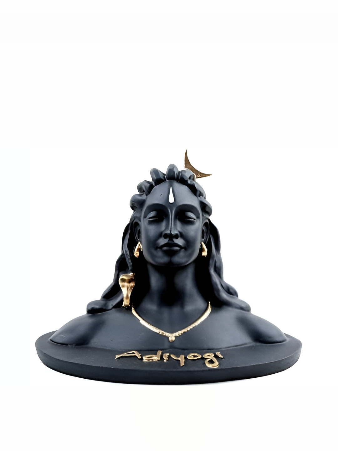 Navyaksh Adiyogi Lord Shiva in Dhyana Mudra Black Metal Metallic Prayer Room Small Showpiece - 4.3 Inches