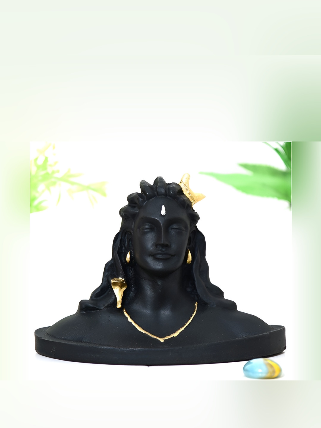 Navyaksh Shivling Black Brass Metallic Prayer Room Small Showpiece - 4.5 Inches