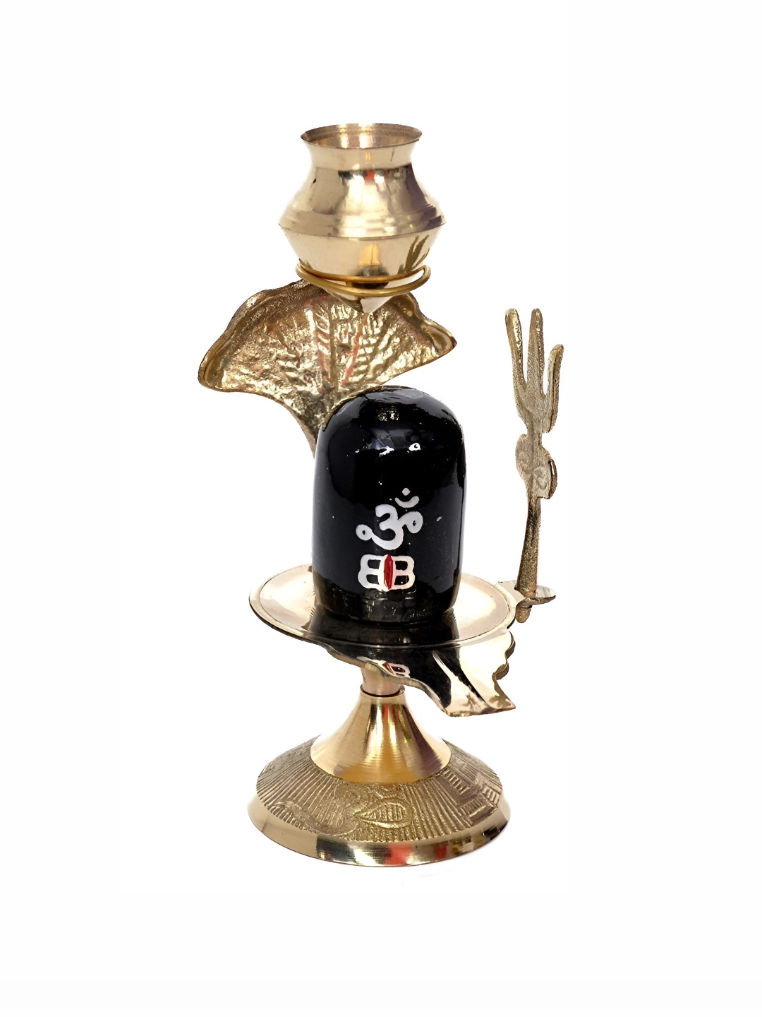 Navyaksh Shivling Gold Brass Metallic Prayer Room Set of 3 Small Showpieces - 3.1 Inches