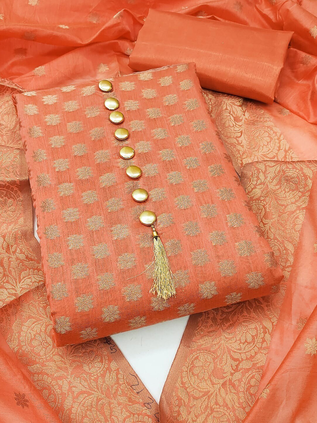 Panzora Ethnic Woven Design Banarasi Unstitched Dress Material