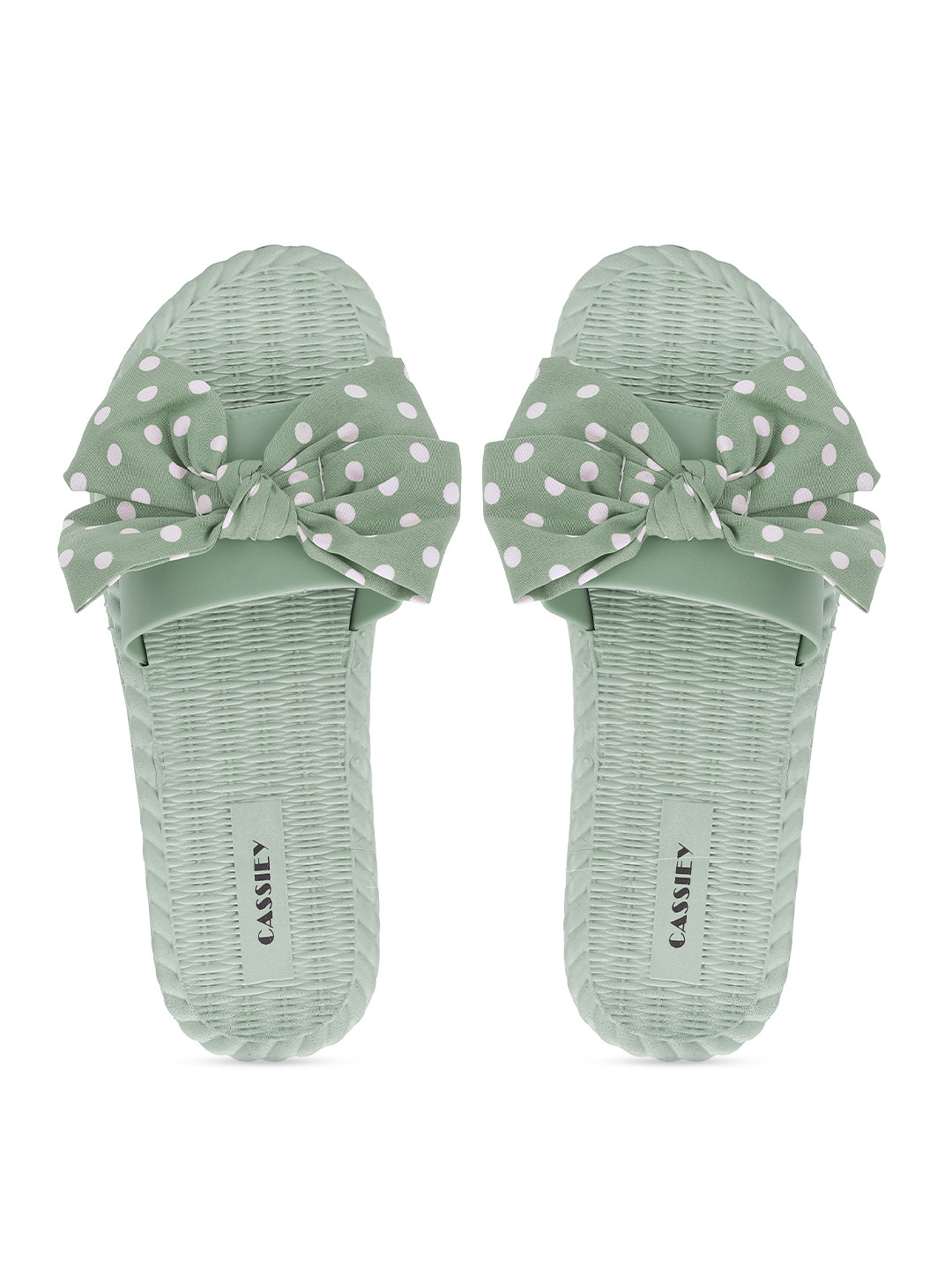 CASSIEY Women Printed Rubber Sliders With Bows