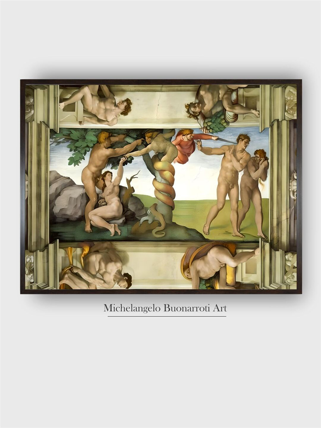 The Art House The Fall Of Man & Expulsion Wood Rectangle Paintings Wall Art - 24 x 16In