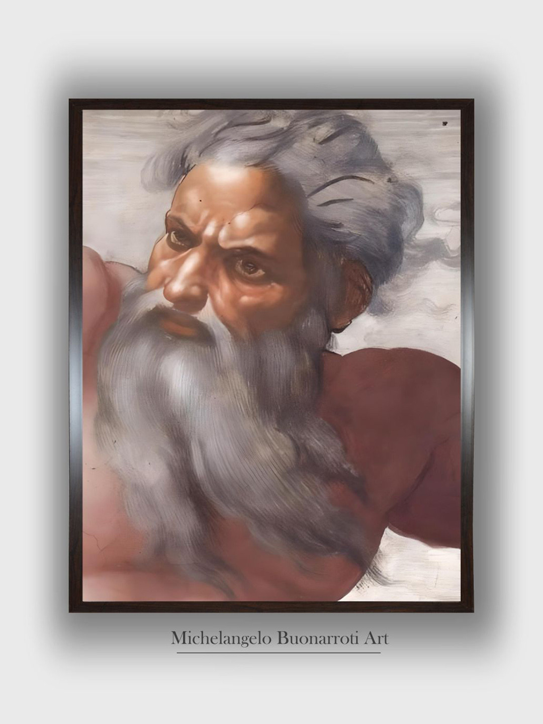 The Art House Grey & Brown Sistine Chapel Ceiling Wooden Framed Canvas Painting Wall Art