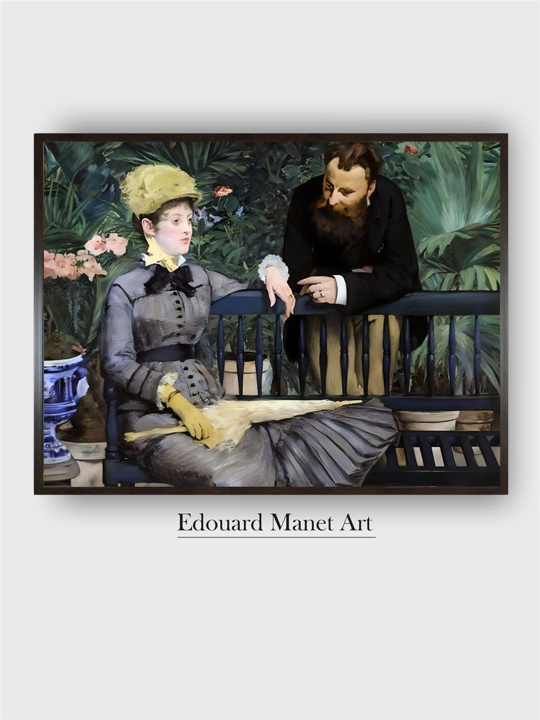 The Art House Black & Green In the Winter Garden Wooden Framed Canvas Painting Wall Art