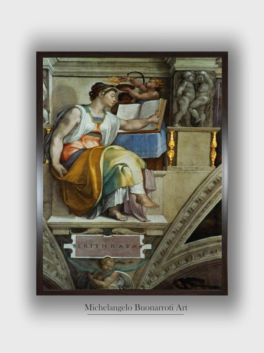 The Art House Brown & Green The Sistine Chapel Wooden Framed Painting Wall Art