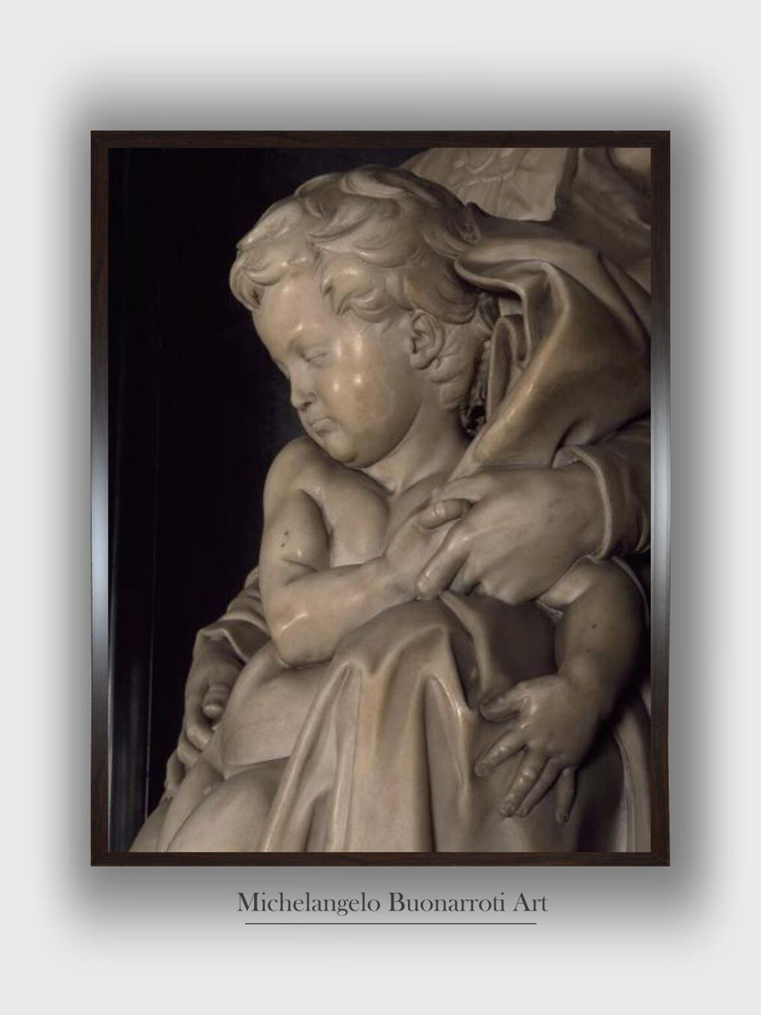 The Art House White & Black The Baby Jesus Wooden Framed Canvas Painting Wall Art