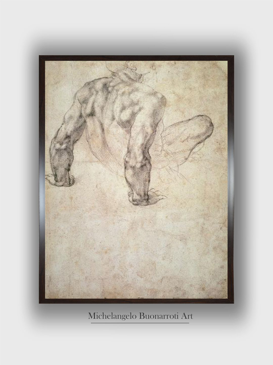 The Art House Beige W.63R Study of a Male Nude Wooden Framed Canvas Painting Wall Art