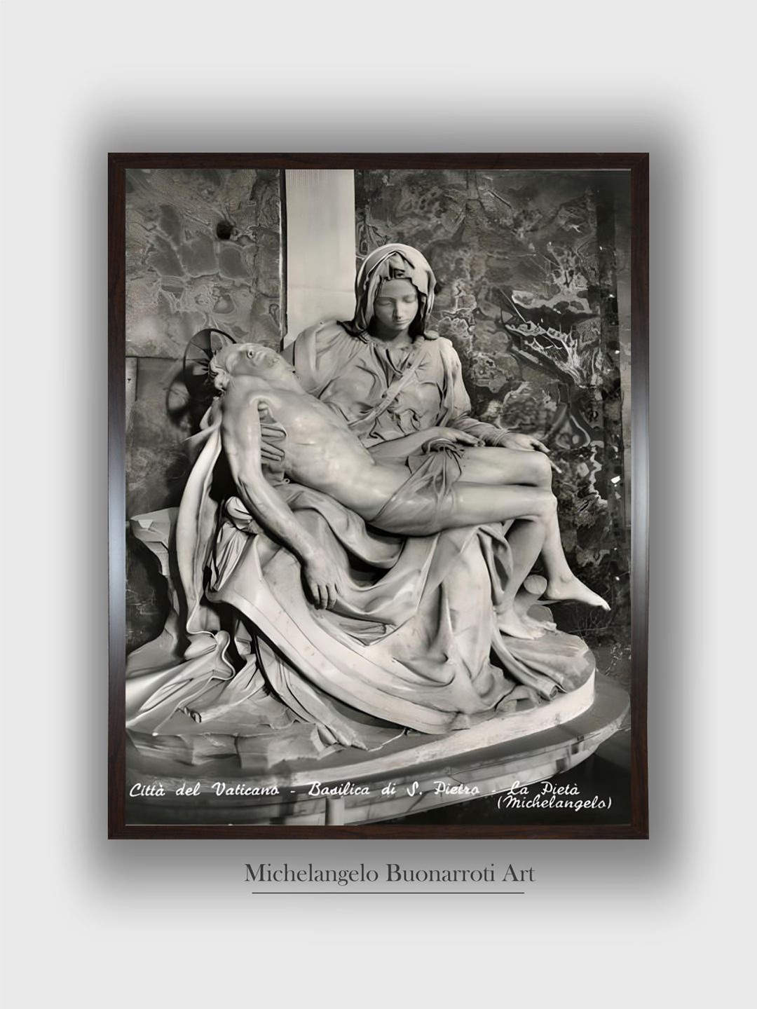 The Art House Black & Grey Pieta Wooden Framed Canvas Painting Wall Art