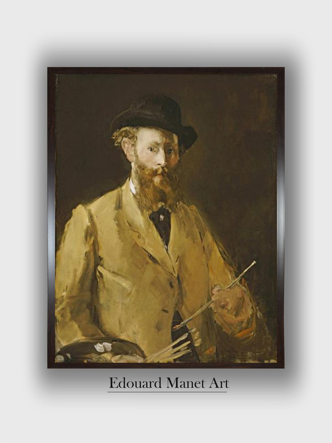 The Art House Brown Self Portrait with a Palette Wooden Framed Canvas Painting Wall Art