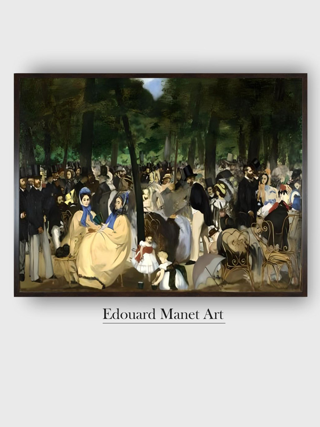The Art House Green & Beige Music in the Tuileries Wooden Framed Canvas Painting Wall Art