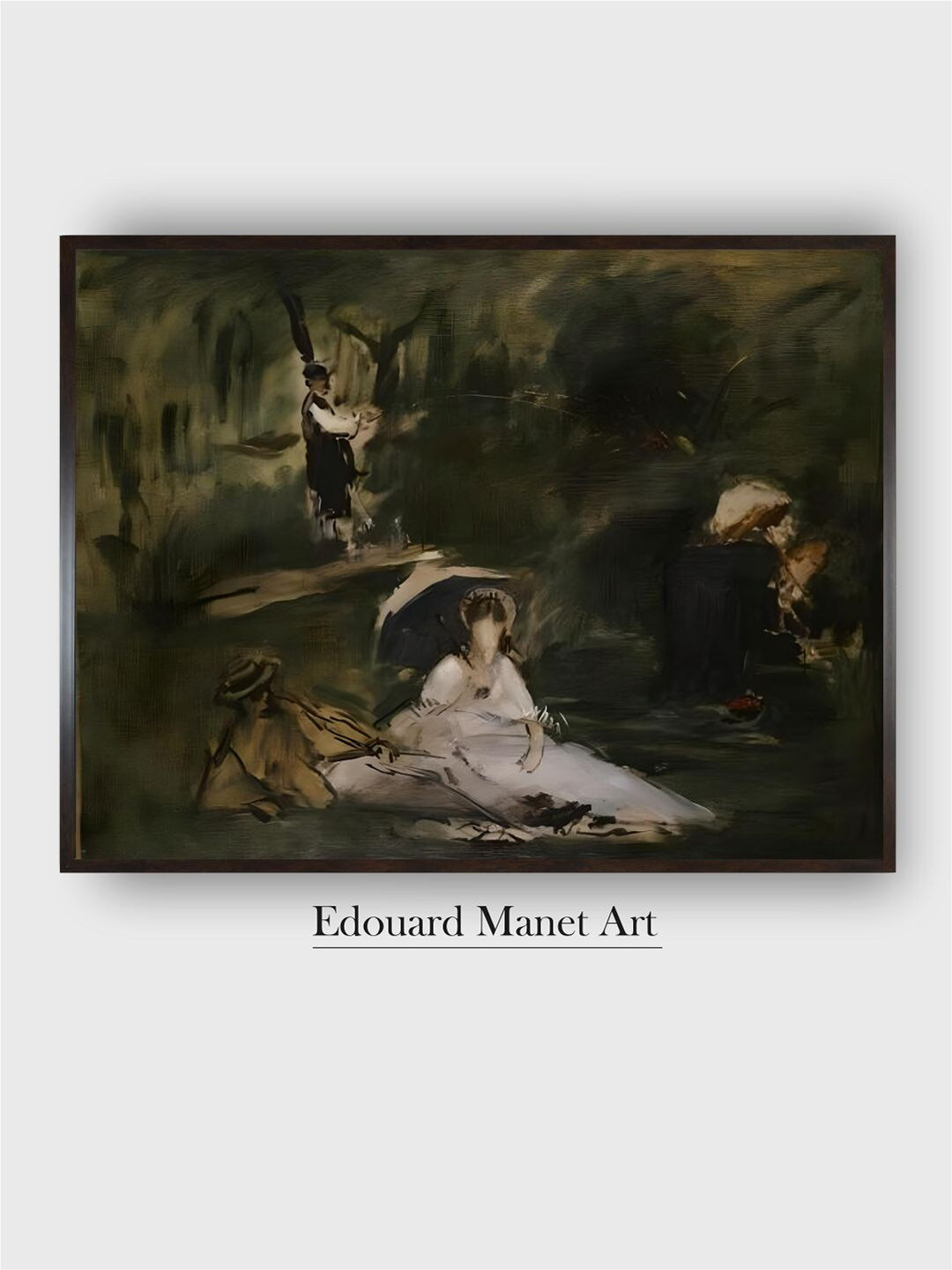 The Art House Green & White Under the Trees Wooden Framed Canvas Painting Wall Art