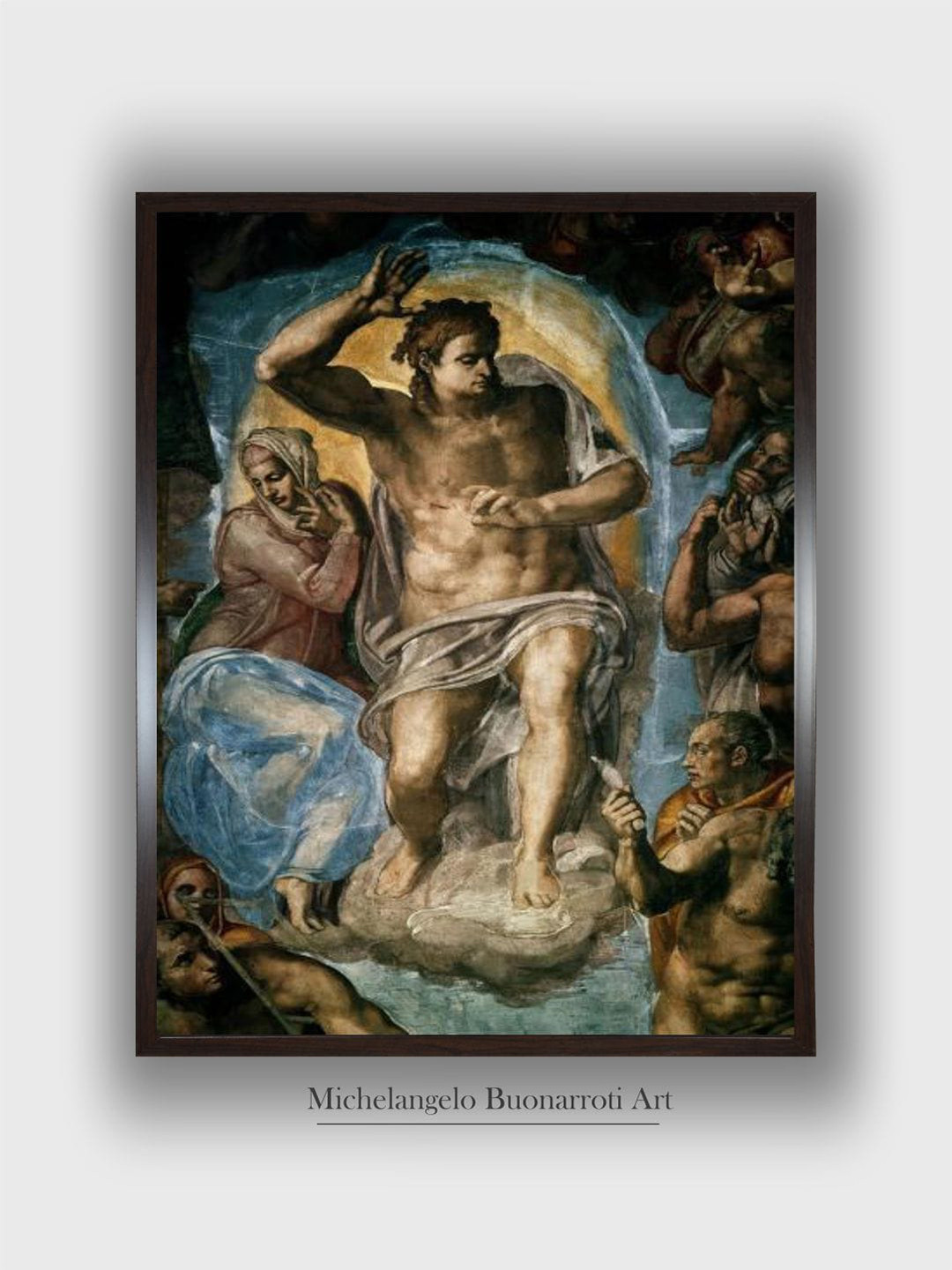 The Art House Beige & Blue The Last Judgment Wooden Framed Painting Wall Art