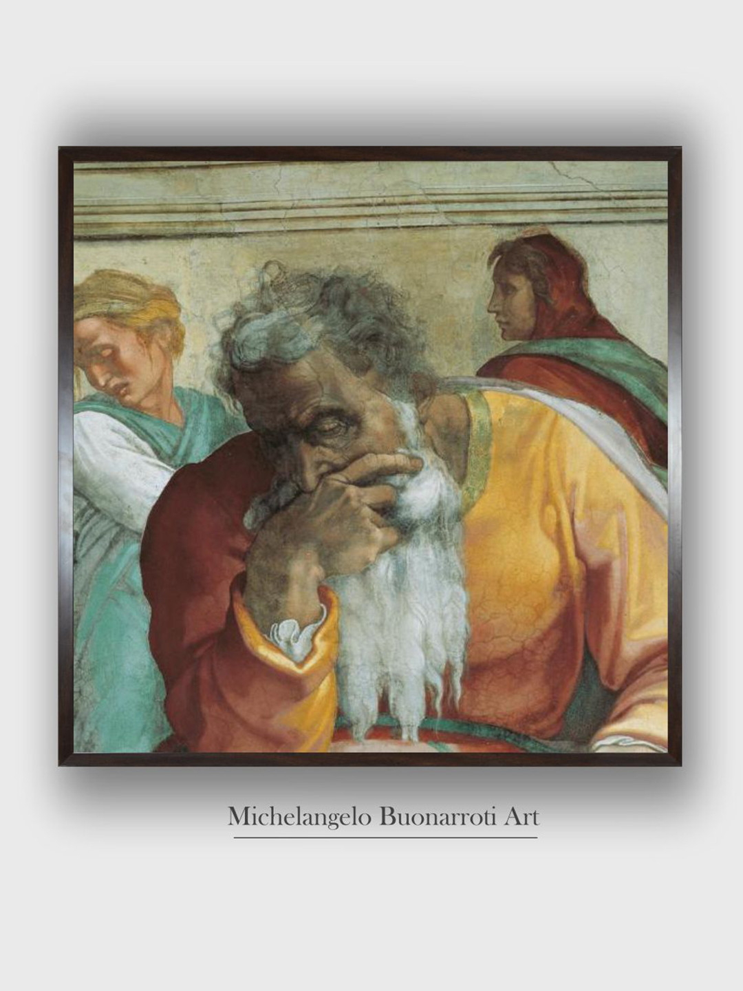 The Art House Beige & Orange Sistine Chapel Ceiling Wooden Framed Canvas Painting Wall Art