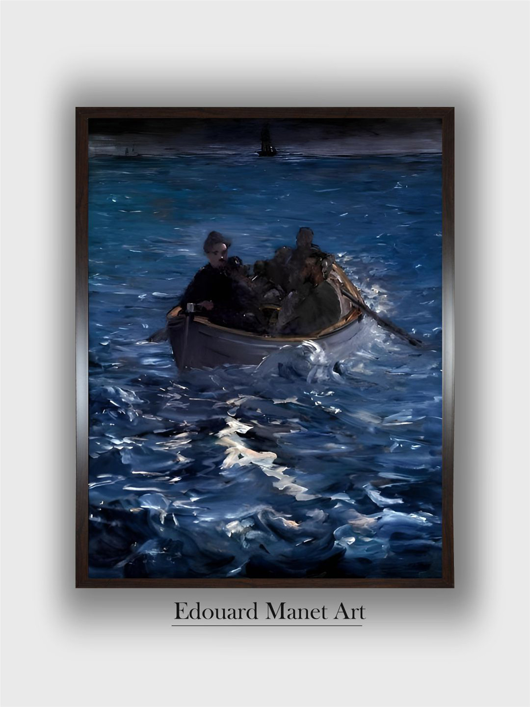 The Art House Navy Blue & Black Rochefort's Escape Writer Wooden Framed Painting Wall Art