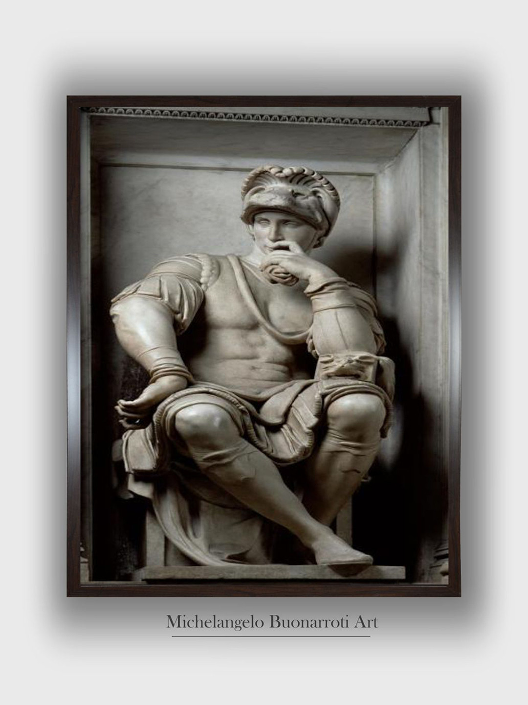 The Art House Grey & Black Statue of Lorenzo De' Medici Wooden Framed Painting Wall Art