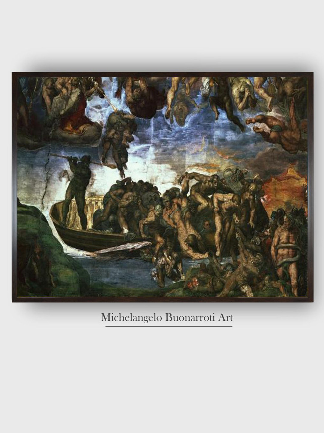 The Art House Blue & Green Last Judgement Wooden Framed Canvas Painting Wall Art