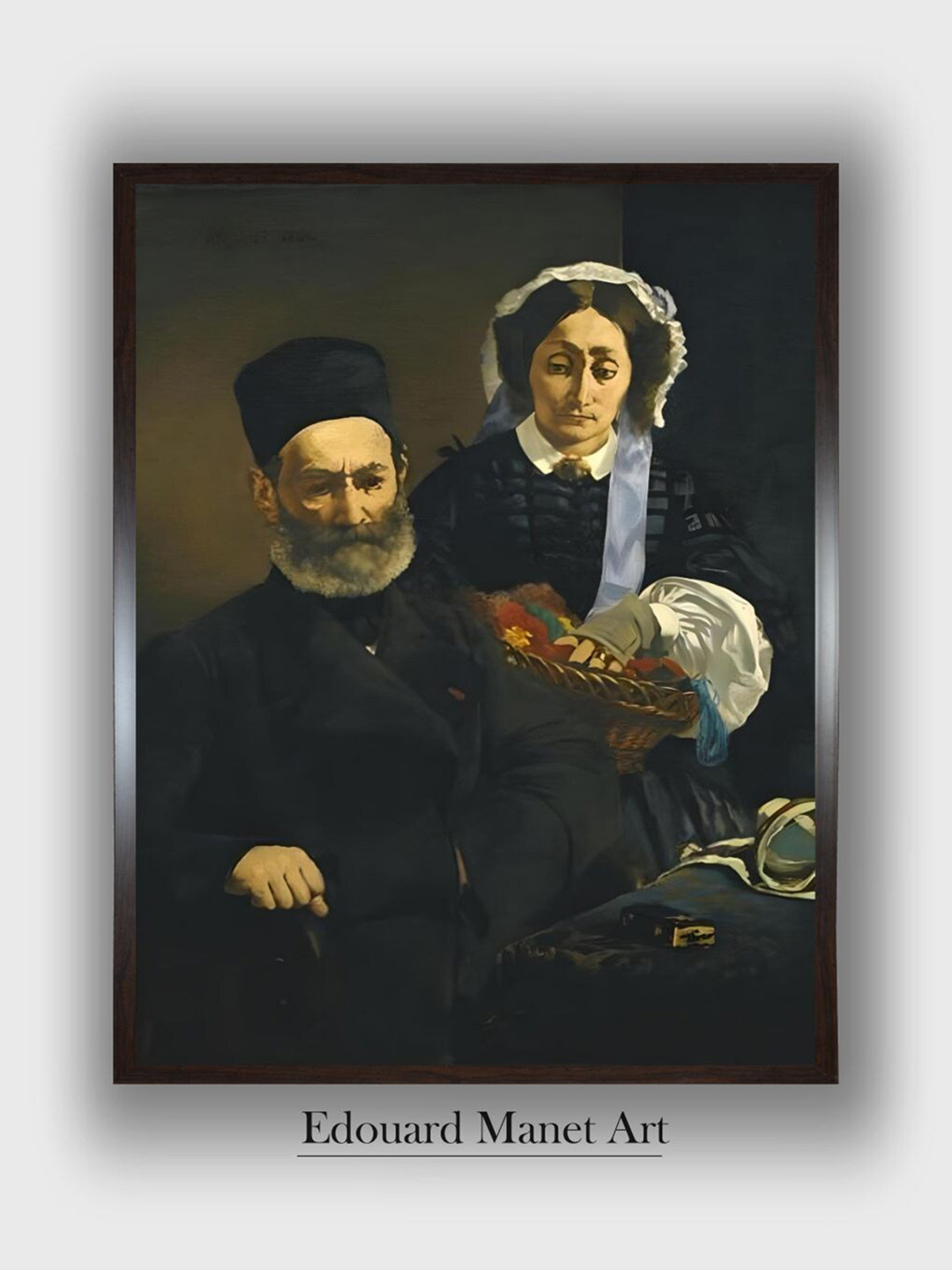 The Art House Black & Brown Artist's Parents Wooden Framed Canvas Painting Wall Art