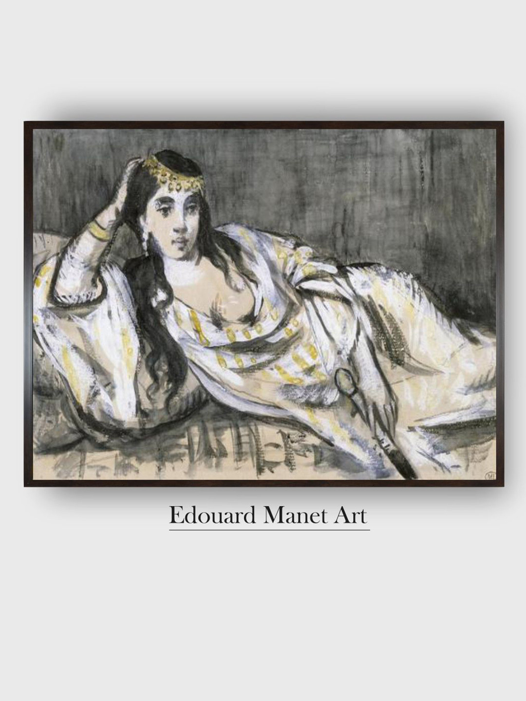 The Art House White & Grey L'Odalisque Wooden Framed Painting Wall Art