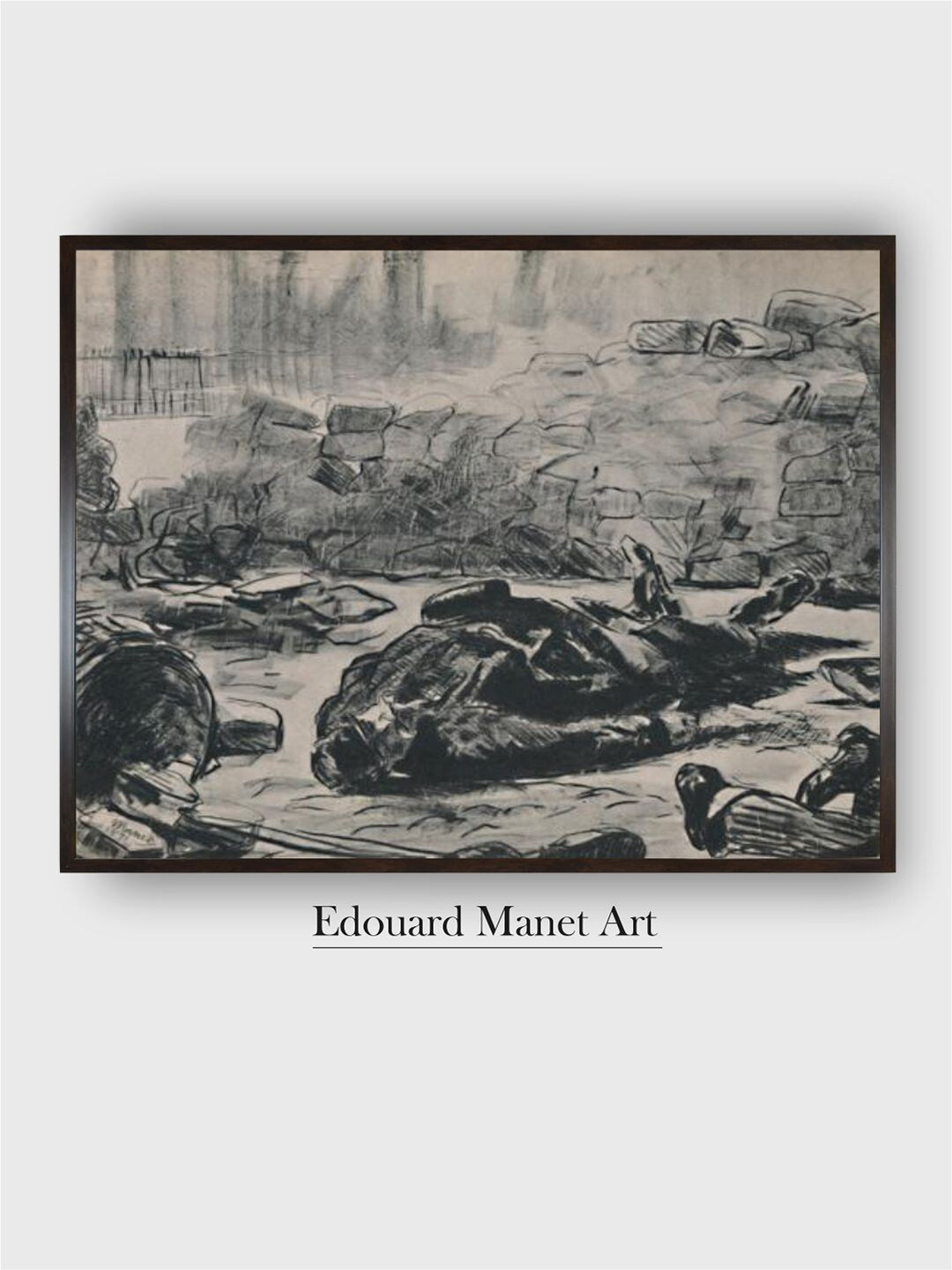 The Art House Black & Grey 'The Barricade' Wooden Framed Painting Wall Art