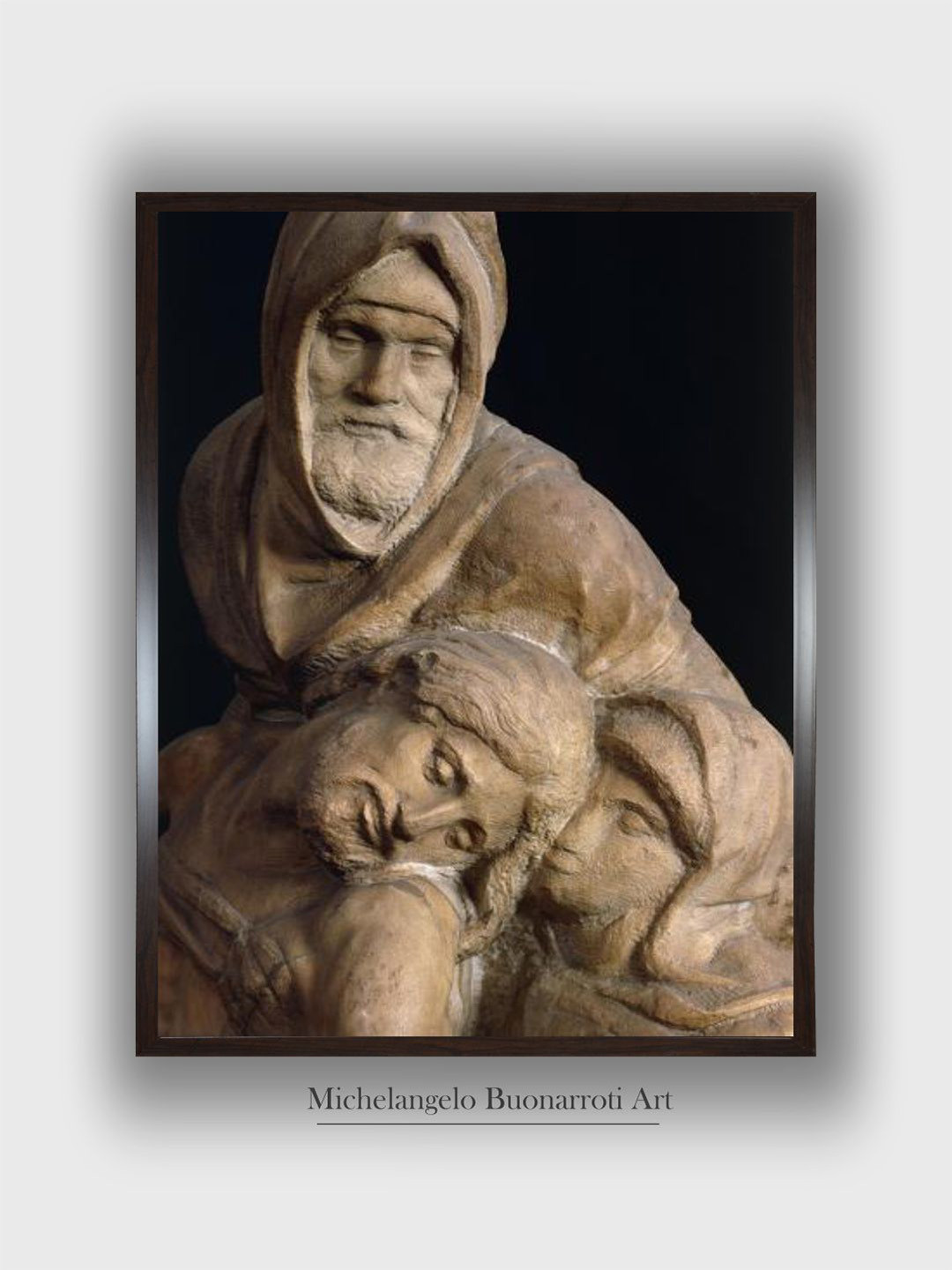 The Art House Brown & Beige Jesus, Mary and Nicodemus Wooden Framed Painting Wall Art