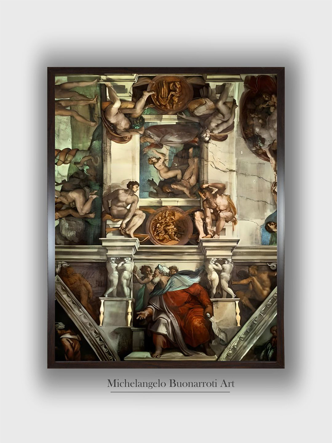 The Art House The Sistine Chapel Wood Wall Rectangle Paintings Wall Art -36 x 54In