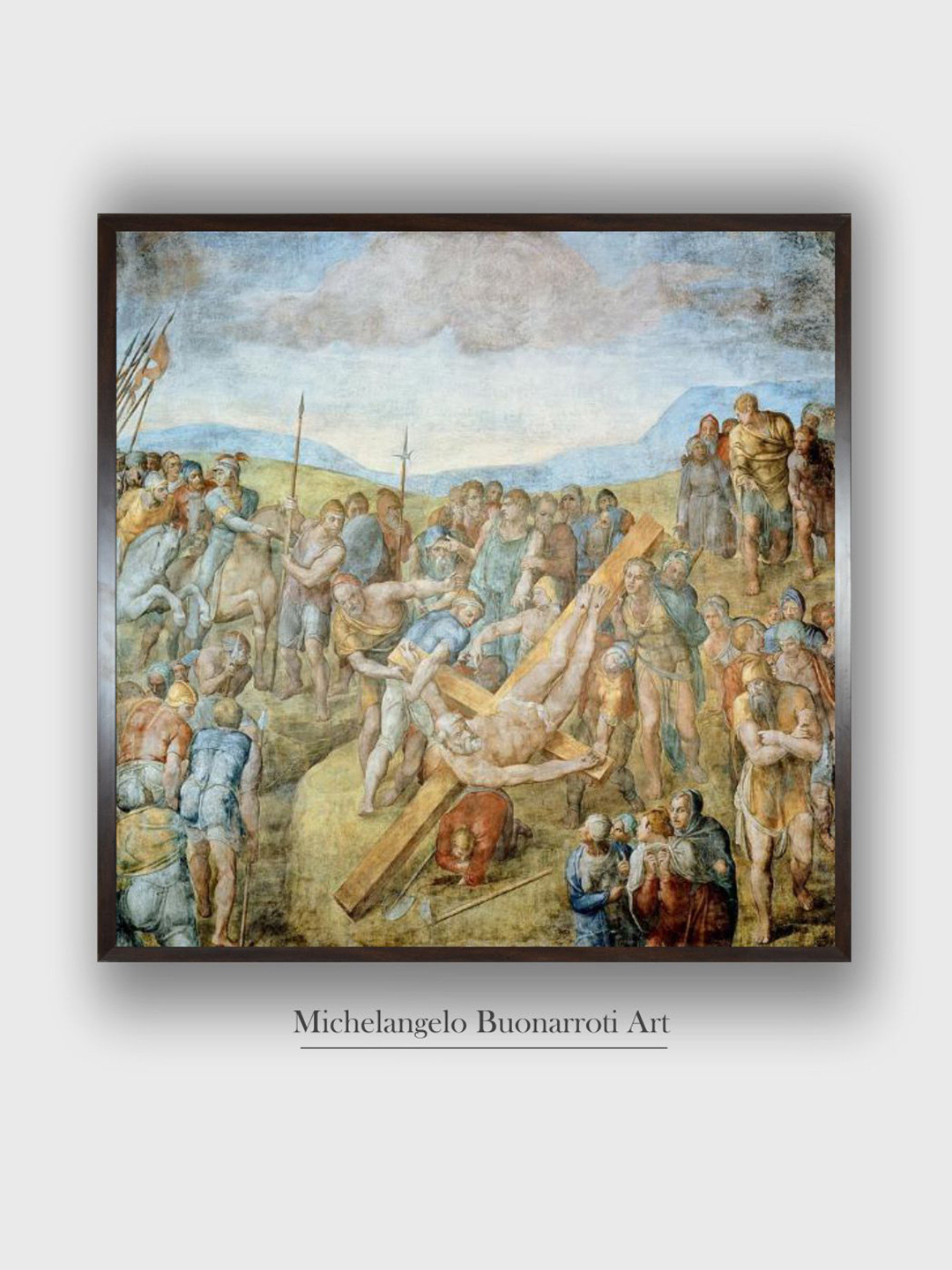 The Art House Blue & Yellow Crucifixion of St. Peter Wooden Framed Photographs Wall Art