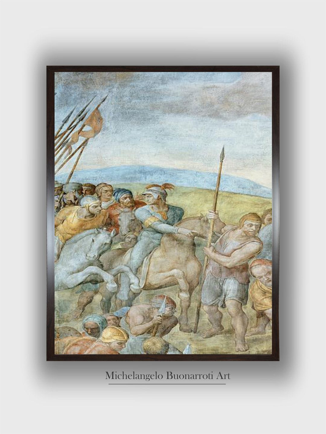 The Art House Roman Soldiers With Their Leader Wood Rectangle Paintings Wall Art-24 x36 In