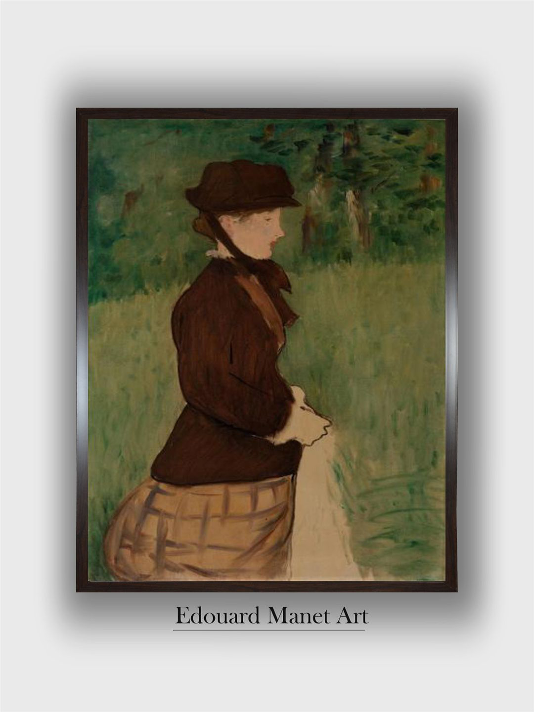 The Art House Black & Green Young Woman in a Garden Wooden Framed Painting Wall Art