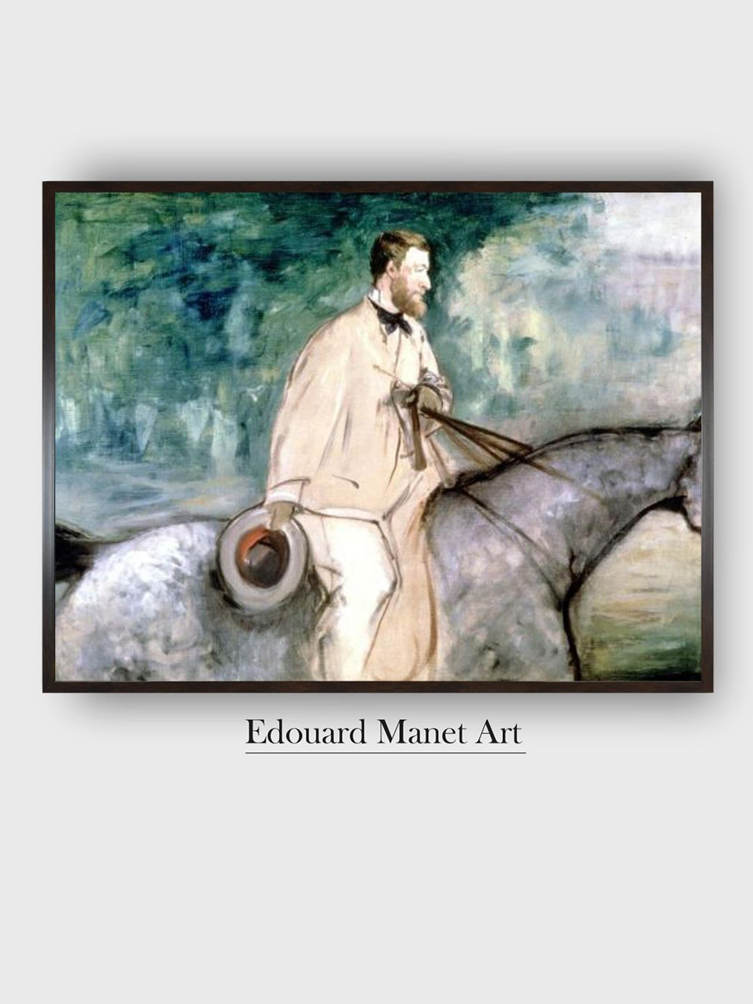 The Art House The Painter Guillaumin on Horseback Wood Wall Paintings Wall Art -16 x 12In