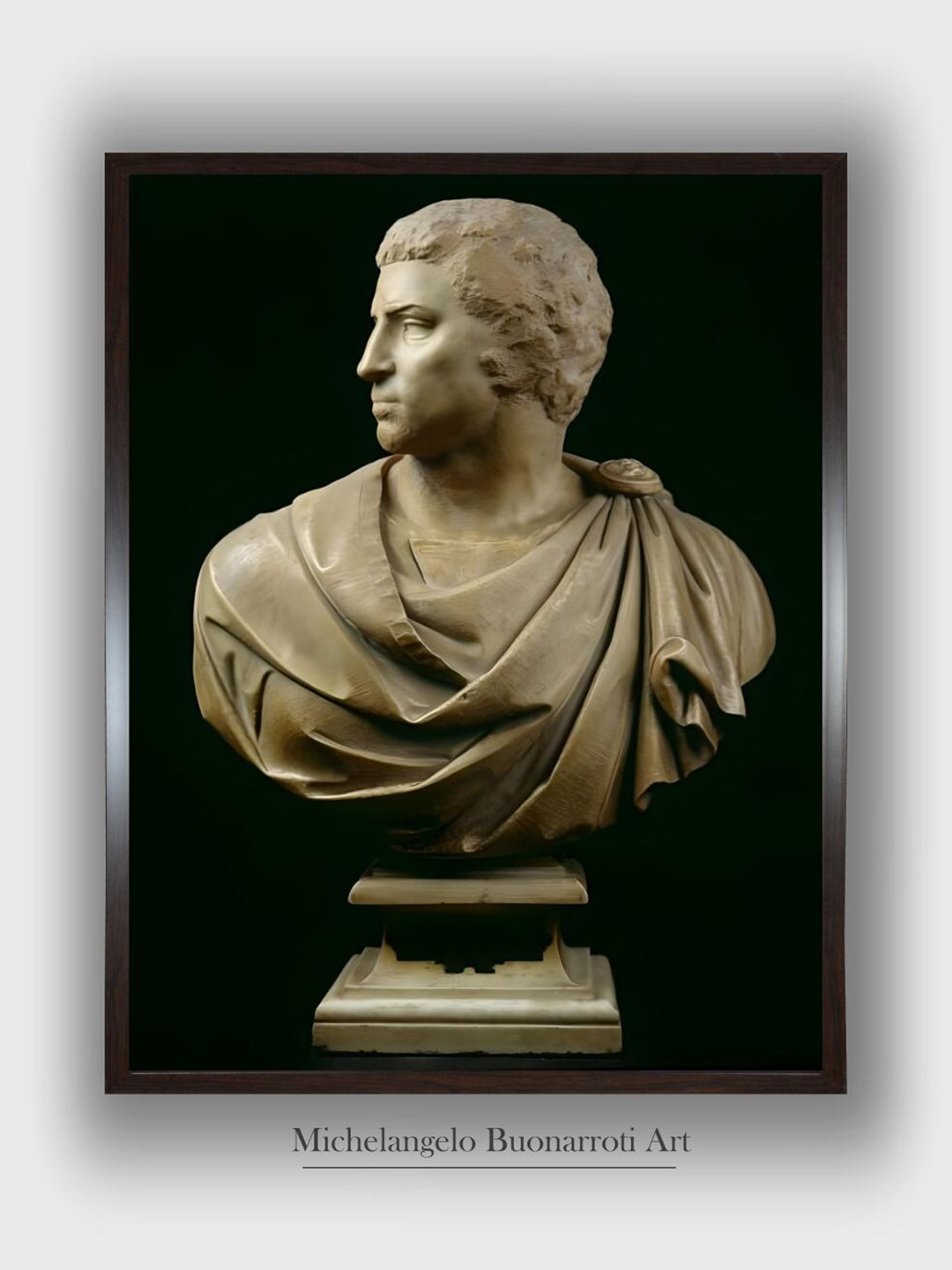 The Art House Black & Brown Bust of Brutus Wooden Framed Painting Wall Art